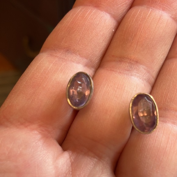 Vintage Shiptonia England Sterling Silver & Amethyst Pierced Earrings - Picture 4 of 6